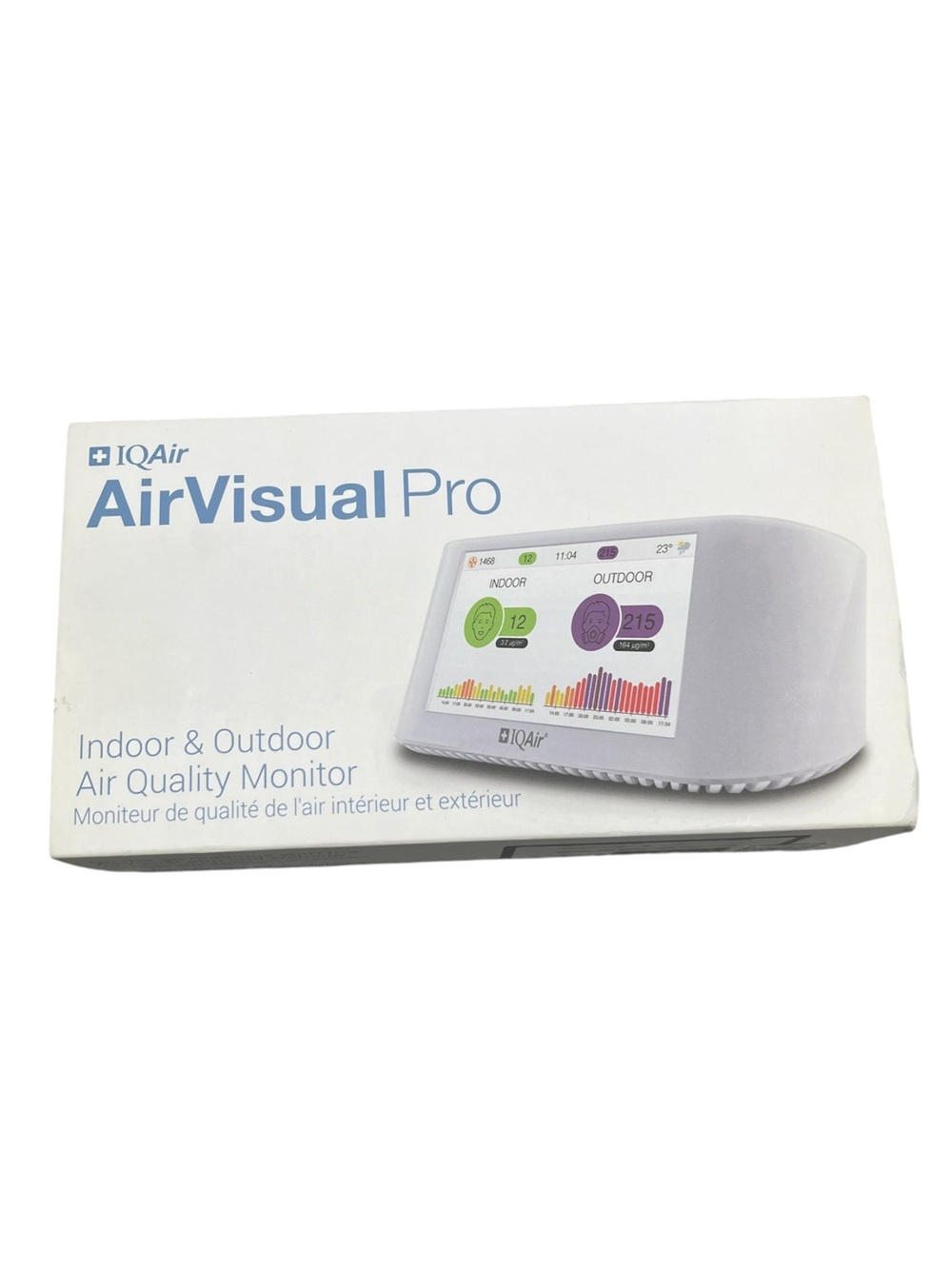 IQAir AirVisual Pro Smart Indoor Outdoor Air Quality Monitor CO2 PM2.5 Wi-Fi